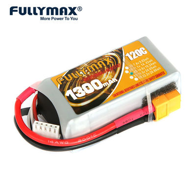 1300mah 14.8v 4の細胞120c Lipo電池の高エネルギー密度のRcの平らな電池
