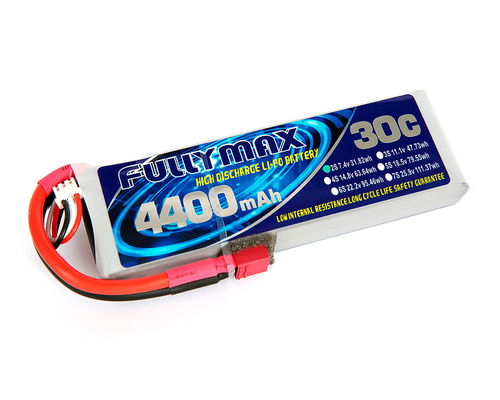 FULLYMAX李po電池はRC車のボートのトラックのHeliの飛行機のためのTのプラグとの30C 4400mAh 2S 7.4Vを詰める